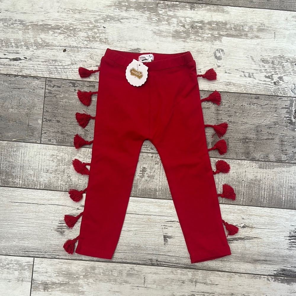 MUDPIE Red Tassel Kids Leggings